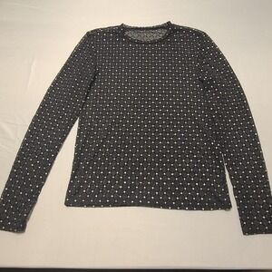 Sheer Black Embellished Mesh Top Sparkly Y2K Glam Long Sleeve Party Clubwear